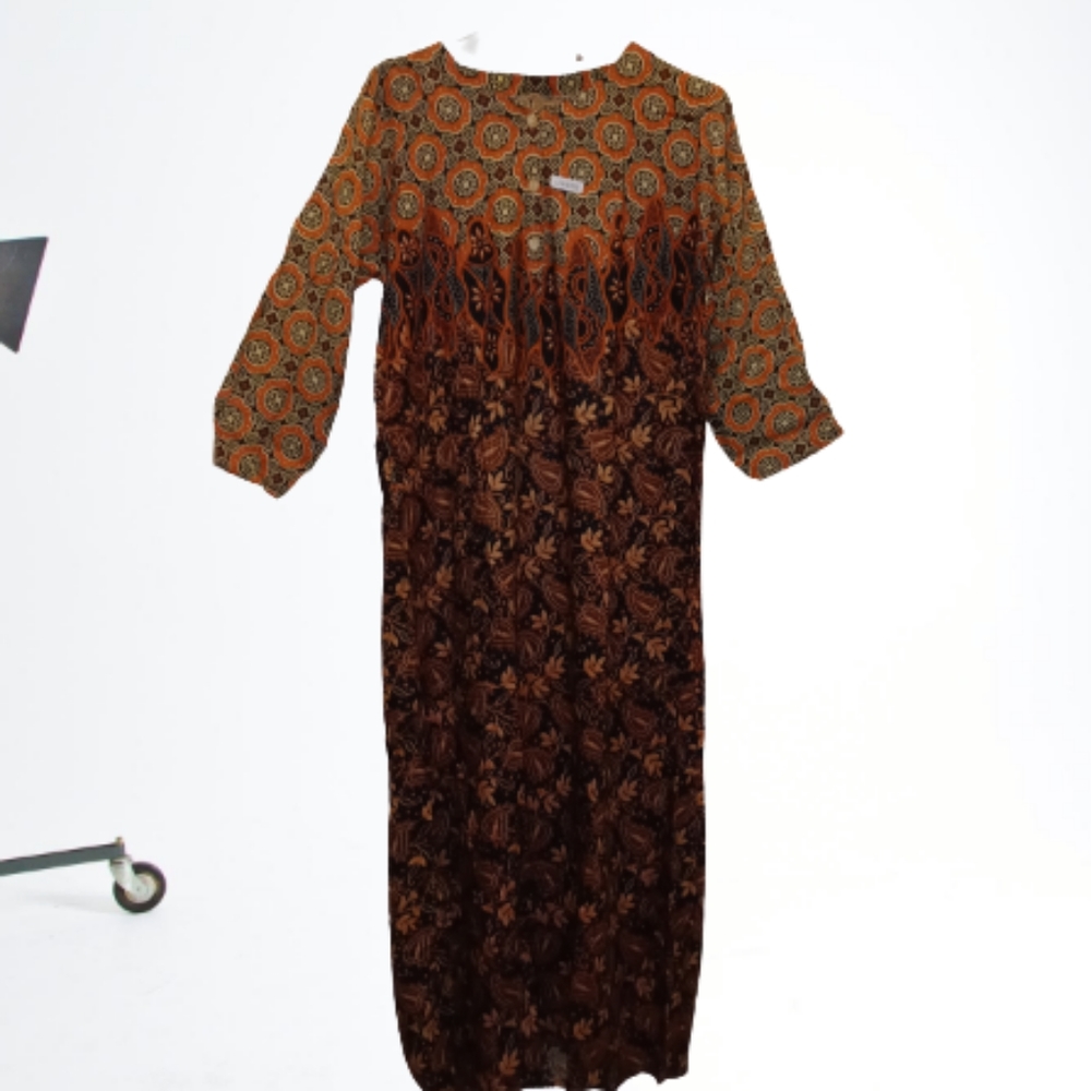 💝NEW💝 woman  long dress kaftan style 7/8 sleeves "BATIK" printed